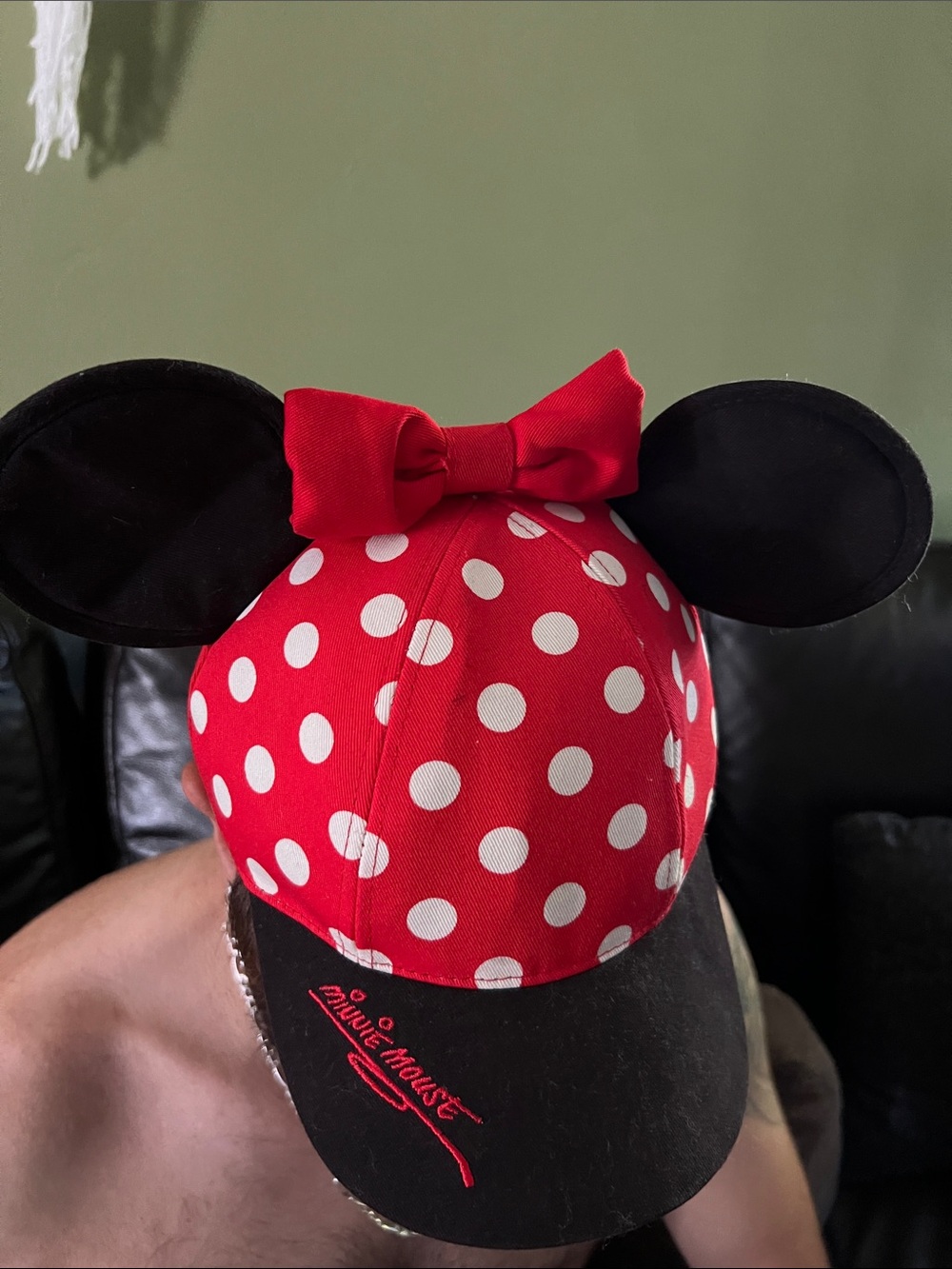 Minnie Mouse Hat Cap Snap Back Youth Red White Bow Ears Polka Dot Disney